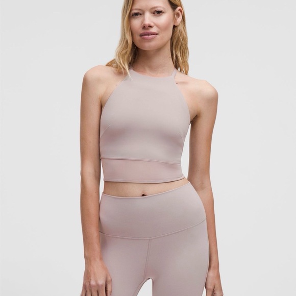 Lululemon Nulu High-Neck Mesh-Hem Tank Size: XL B/C cup Mauve Gray NWT